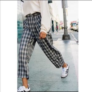 Urban Outfitters Arlo Pleated Pant Gray Plaid
